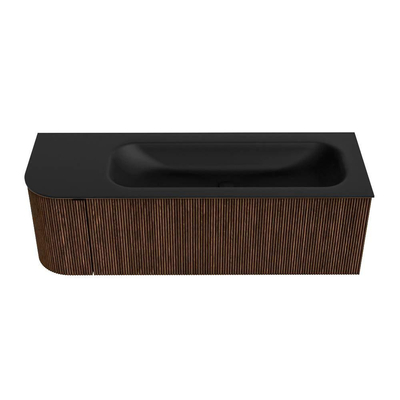 MONDIAZ KURVE meuble de salle de bains 135 cm avec module 25 L couleur Walnut avec 1 tiroir et 1 porte. Lavabo BIG MEDIUM droit 1 trou de robinet Urban.