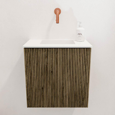 Mondiaz JOYA 40cm toiletmeubel - kleur Dusk - Wastafel FAYE positie Midden Zonder kraangat kleur Talc.