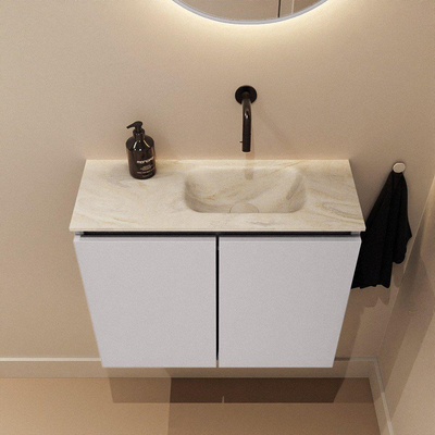 MONDIAZ TURE-DLUX Meuble toilette - 60cm - Cale - EDEN - vasque Ostra - position droite - sans trou de robinet