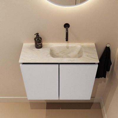 MONDIAZ TURE-DLUX Meuble WC - 60cm - Cale - EDEN - lavabo Ostra - position à droite - Sans trou de robinet