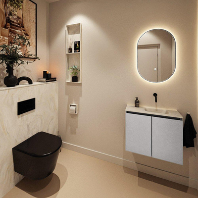 MONDIAZ TURE-DLUX Meuble toilette - 60cm - Plata - EDEN - vasque Ostra - position droite - sans trou de robinet