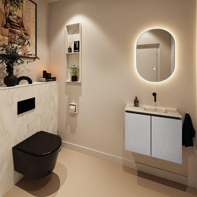 MONDIAZ TURE-DLUX Meuble WC 60cm Plata. EDEN lavabo Ostra position droite. Sans trou de robinet.