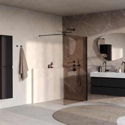 BRAUER Oblivion Inloopdouche - 120x200cm - glascoating - brons glas - mat zwart