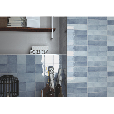 ÉCHANTILLON Terravito Quivaro carreau mural - 6.5x26cm - Sky brillant (bleu)