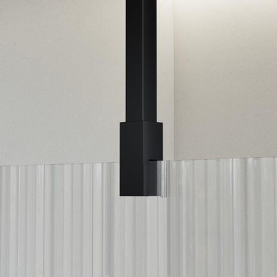 Fortifura Galeria Douche à l'italienne - 160x200cm - Verre nervuré - Bras plafond - Noir mat
