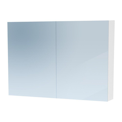 Saniclass Dual spiegelkast 100x70x15cm met 2 links- en rechtsdraaiende spiegeldeuren MDF mat Wit
