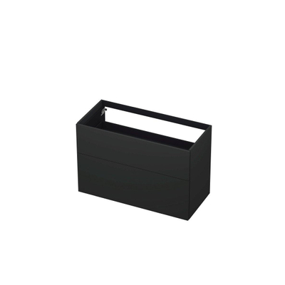 INK Meuble sous lavabo - 100x45x65cm - 2 tiroirs - push to open - avec façades rapportées droites - laque MDF - anthracite mat