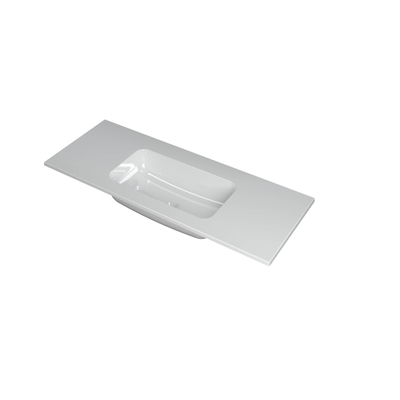 INK Faktor wastafel - 120x45x1.5cm - 1 wasbak - 0 kraangaten - polystone wit glans