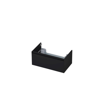 INK Wastafelonderkast - 80x45x35cm - 1 lade - greeploos - MDF lak - Zwart mat