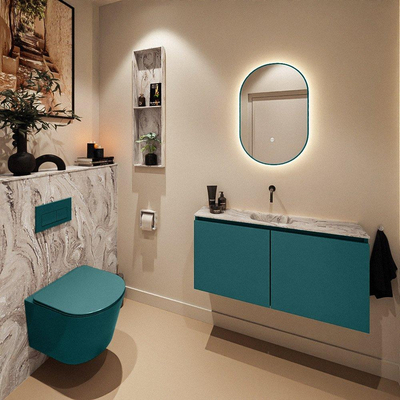 MONDIAZ TURE-DLUX meuble WC 100 cm Smag. EDEN lavabo Glace position milieu. Sans trou de robinet.