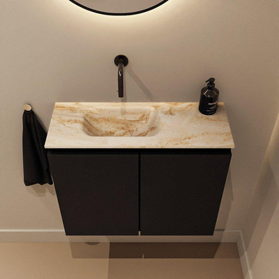 MONDIAZ TURE-DLUX Meuble de toilette 60cm Urban. EDEN lavabo Frappe position gauche. Sans trou de robinet.