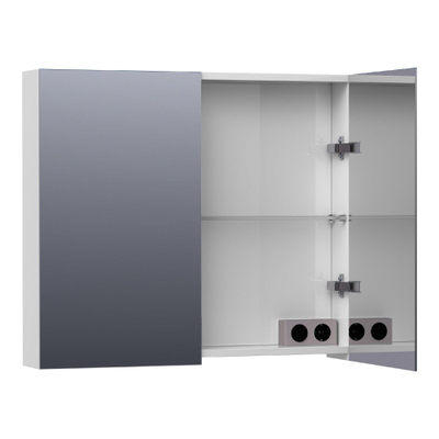 BRAUER Impress spiegelkast – 80x70x15 cm – 2 deuren, dubbelzijdige spiegeldeuren – Wit hoogglans