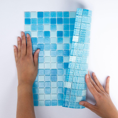 La Mosaic Factory Amsterdam carreau mosaïque - 32,2x32,2cm - carrelage mural et de sol - Carré - Verre Blue mix Mat