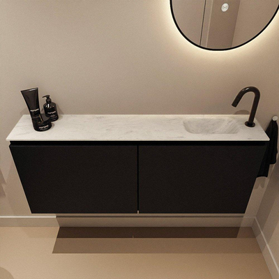 MONDIAZ TURE-DLUX 120cm meuble WC Urban. EDEN lavabo Opalo position droite. Avec 1 trou de robinet.