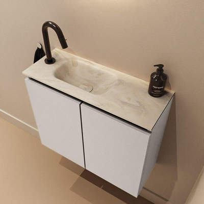 MONDIAZ TURE-DLUX 60cm toiletmeubel Linen. EDEN wastafel Ostra positie links. Met 1 kraangat.