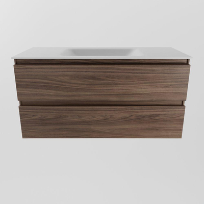 Mondiaz AIVY Ensemble de meuble - 100x45x50cm - 0 trous de robinet - 1 vasque talc Solid surface - Centre - 2 tiroirs - sans miroir - Melamine Mocha