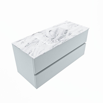 Mondiaz VICA-DLUX Ensemble de meuble de salle de bain - 110cm - meuble sous-vasque argile - 2 tiroirs - lavabo encastré nuage milieu - 1 trou de robinet - version haute 60cm - glace