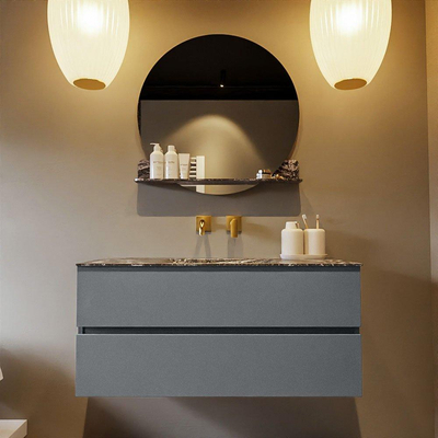 Mondiaz VICA-DLUX Ensemble de meuble de salle de bain - 110cm - meuble sous-vasque plata - 2 tiroirs - lavabo encastrée cloud milieu - sans trous de robinet - version haute de 60cm - lave