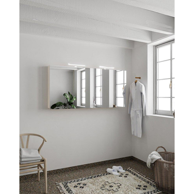 Mondiaz CUBB Armoire de toilette avec miroir - 150x70cm - 3 portes - Linen (Blanc)
