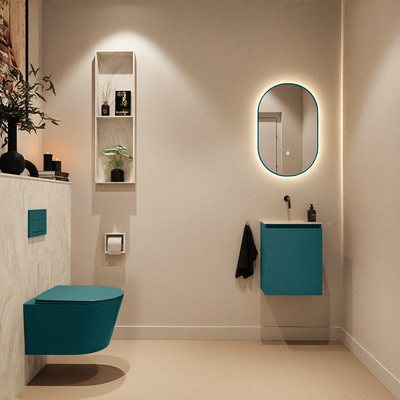 MONDIAZ TURE-DLUX meuble WC 40 cm Smag. EDEN lavabo Ostra position milieu. Sans trou de robinet.