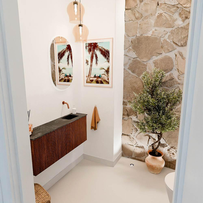 Mondiaz JOYA-DLUX 100cm toiletmeubel - kleur Ruby - Wastafel FAYE positie Rechts Zonder kraangat kleur Lava.