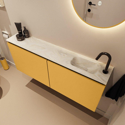 MONDIAZ TURE-DLUX 120cm toiletmeubel Ocher. EDEN wastafel Ostra positie rechts. Met 1 kraangat.
