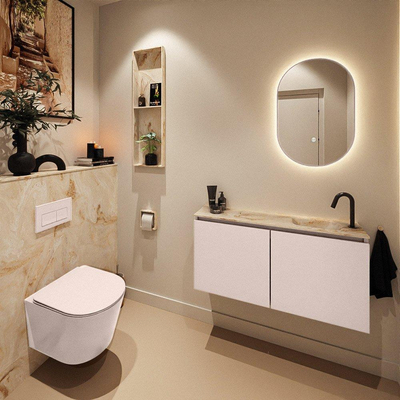 MONDIAZ TURE-DLUX Meuble WC 100cm Rosee. EDEN lavabo Frappe position droite. Avec 1 trou de robinet.