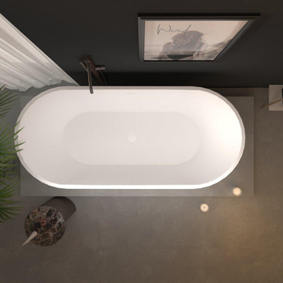 ZEZA Grand Baignoire îllot - 180x80x58cm - avec une bonde - acrylique - Blanc brillant