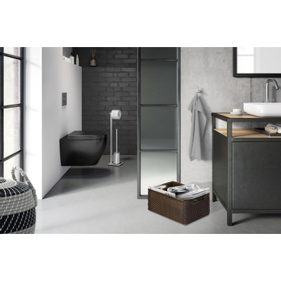 Zack Carvo Toiletbutler -1 rol - toiletborstelhouder - open - geborsteld RVS