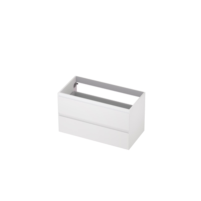 INK Meuble sous-lavabo - 90x45x52cm - 2 tiroirs - sans poignée - laqué MDF - blanc haute brillance
