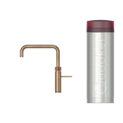 Quooker BE Fusion Square kokendwaterkraan - draaibare uitloop - PRO3 reservoir - Warm / kokend water - Messing patina