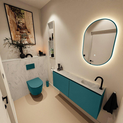 MONDIAZ TURE-DLUX Meuble toilette - 120cm - Smag - EDEN - vasque Opalo - position droite - 1 trou de robinet
