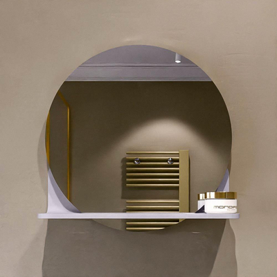 Mondiaz SPOT spiegel – Ø40 cm – met planchet – Cale (lichtgrijs)