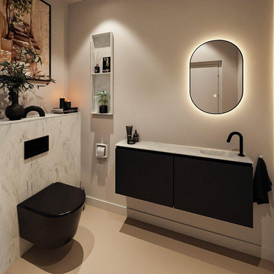 MONDIAZ TURE-DLUX Meuble toilette - 120cm - Urban - EDEN - vasque Opalo - position droite - 1 trou de robinet