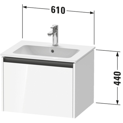 Duravit ketho 2 meuble sous lavabo avec 1 tiroir 61x48x44cm avec poignée anthracite blanc mat