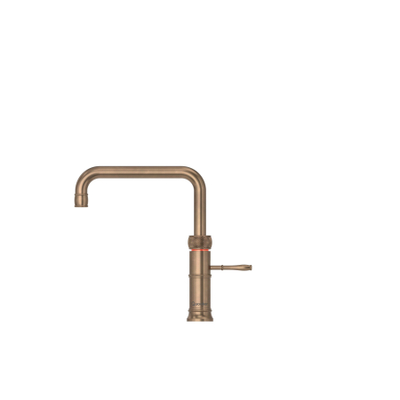 Quooker Classic Fusion Square kokendwaterkraan - draaibare uitloop - Combi incl. Cube reservoir - Warm / kokend / bruisend / gefilterd water - Messing patina glans