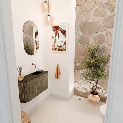 Mondiaz JOYA 71.6cm toiletmeubel - ronding links kleur Dusk - Wastafel FAYE positie Rechts Zonder kraangat kleur Urban.