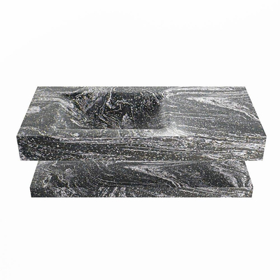 MONDIAZ ALAN - DLUX Badkamermeubelset - 100cm - planchet - Lava - vrijhangende wastafel - wasbak links - 0 kraangaten - Lava