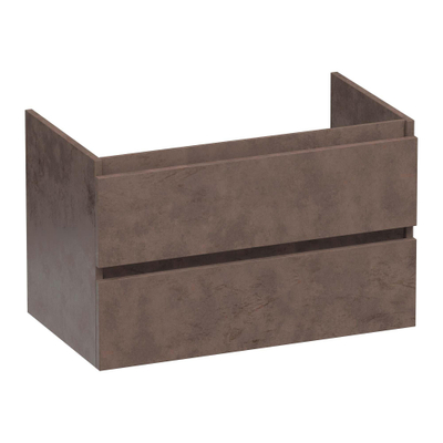 BRAUER Solution Wastafelonderkast - 80x46x50cm - 2 softclose greeploze lades - 1 sifonuitsparing - MFC - Rusty