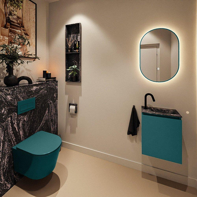 MONDIAZ TURE-DLUX 40cm toiletmeubel Smag. EDEN wastafel Lava positie rechts. Met 1 kraangat.
