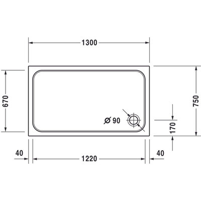 Duravit D Code douchebak 130x75cm acryl rechthoekig wit