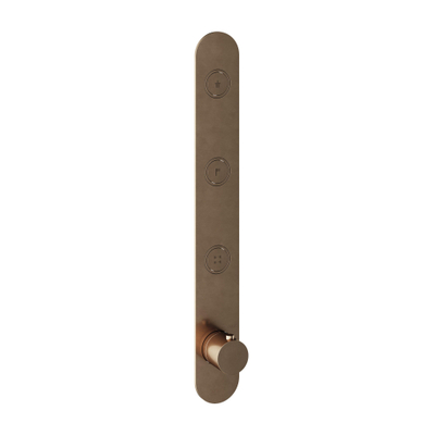 Hotbath Cobber Afbouwdeel inbouwthermostaat - met 3 pushbuttons verticale plaatsing - verweerd messing verouderd goud