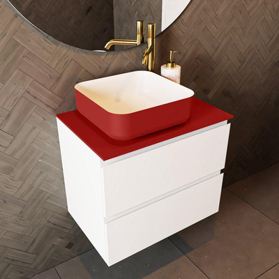 Mondiaz TOP 30 Plan vasque - 40x30x0.9cm - adapté pour plaque de recouvrement - Solid surface - Fire