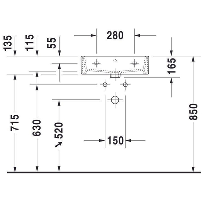Duravit Vero air Wastafel - geslepen - met kraangat - zonder overloop - 50x47cm - met wondergliss - inclusief bevestiging - wit