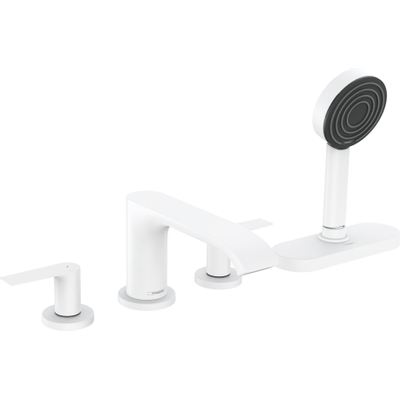 Hansgrohe Vivenis mitigeur bain sur gorge - 4 trous - deux poignées - avec douchette - blanc mat