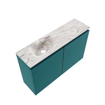 MONDIAZ TURE-DLUX 80cm toiletmeubel Smag. EDEN wastafel Glace positie links. Met 1 kraangat.