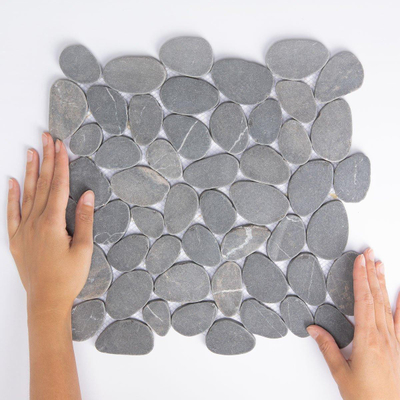 The Mosaic Factory Natural Stone mozaïektegel - 30.5x30cm - wand en vloertegel - Organisch - Marmer Dark Grey Mat