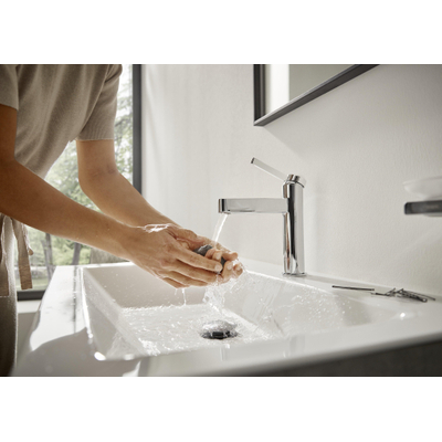 Hansgrohe Finoris Toiletkraan - 100 met rechte greep - voor koud water of vooraf ingestelde temperatuur - zonder afvoer - hoogglans chroom