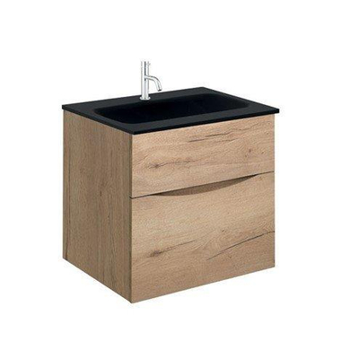 Crosswater Glide II ensemble de meubles de salle de bain - 50x45x52cm - 2 tiroirs lavabo sans poignée trou de robinet - noir windsor oak