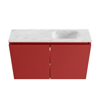 MONDIAZ TURE-DLUX meuble de toilette 80 cm Fire. EDEN lavabo Opalo position droite. Avec 1 trou de robinet.